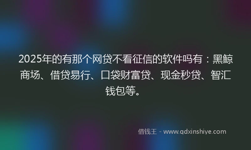 2025年的有那个网贷不看征信的软件吗有：黑鲸商场、借贷易行、口袋财富贷、现金秒贷、智汇钱包等。