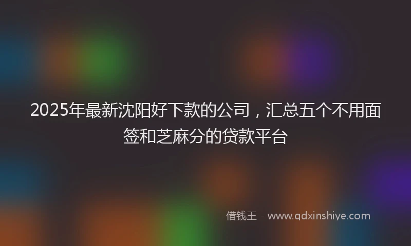 2025年最新沈阳好下款的公司，汇总五个不用面签和芝麻分的贷款平台