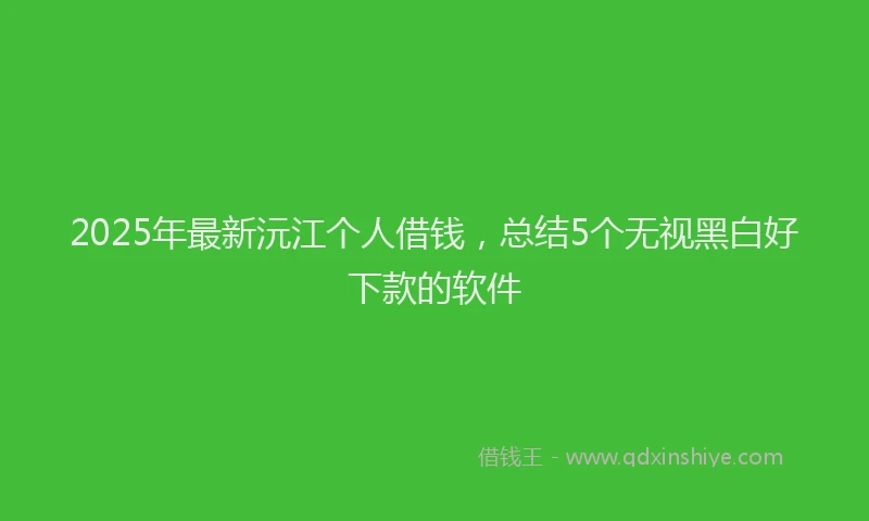 2025年最新沅江个人借钱,总结5个无视黑白好下款的软件
