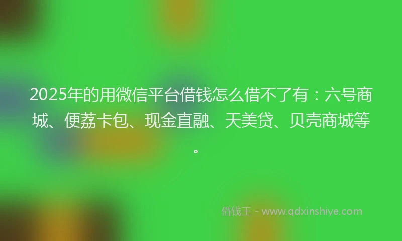 2025年的用微信平台借钱怎么借不了有：六号商城、便荔卡包、现金直融、天美贷、贝壳商城等。
