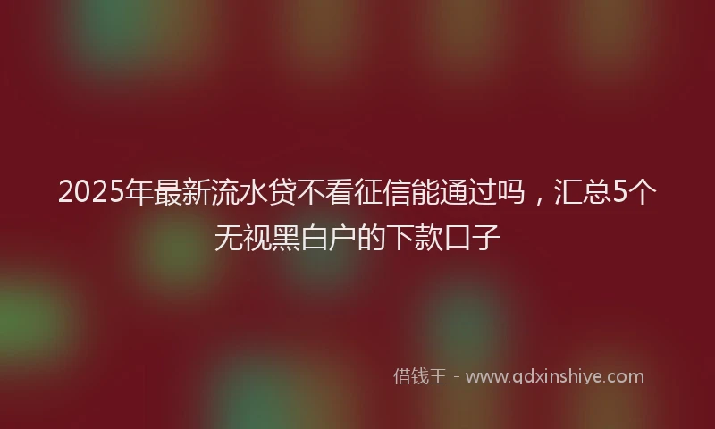 2025年最新流水贷不看征信能通过吗，汇总5个无视黑白户的下款口子