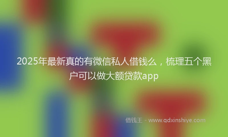 2025年最新真的有微信私人借钱么，梳理五个黑户可以做大额贷款app