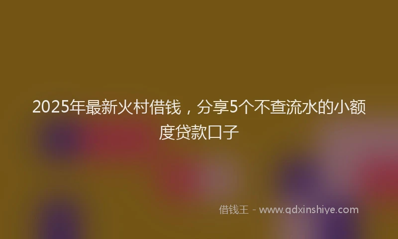 2025年最新火村借钱，分享5个不查流水的小额度贷款口子