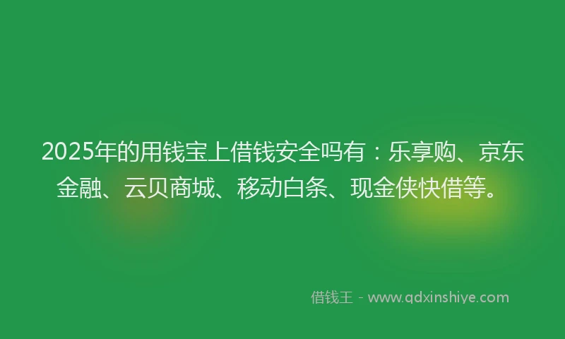 2025年的用钱宝上借钱安全吗有：乐享购、京东金融、云贝商城、移动白条、现金侠快借等。