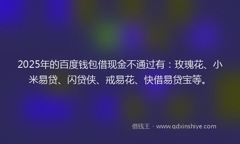 2025年的百度钱包借现金不通过有：玫瑰花、小米易贷、闪贷侠、戒易花、快借易贷宝等。
