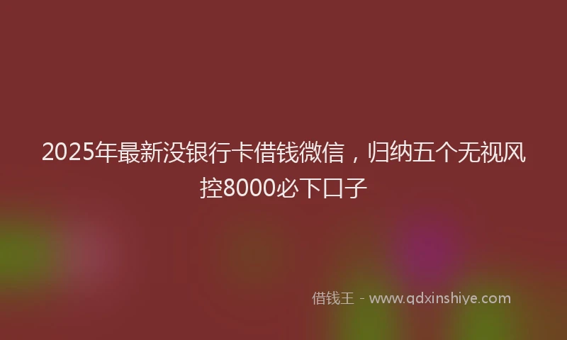 2025年最新没银行卡借钱微信,归纳五个无视风控8000必下口子