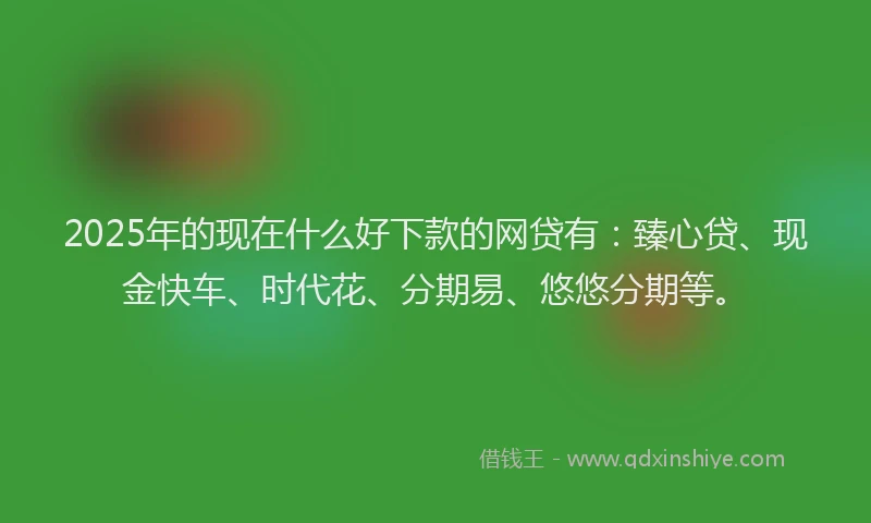 2025年的现在什么好下款的网贷有：臻心贷、现金快车、时代花、分期易、悠悠分期等。