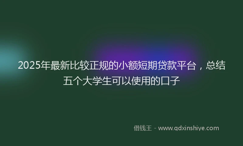 2025年最新比较正规的小额短期贷款平台，总结五个大学生可以使用的口子