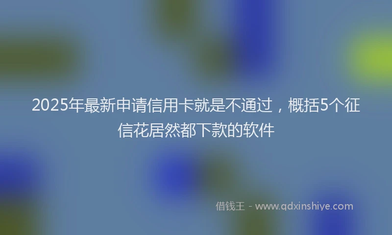 2025年最新申请信用卡就是不通过，概括5个征信花居然都下款的软件