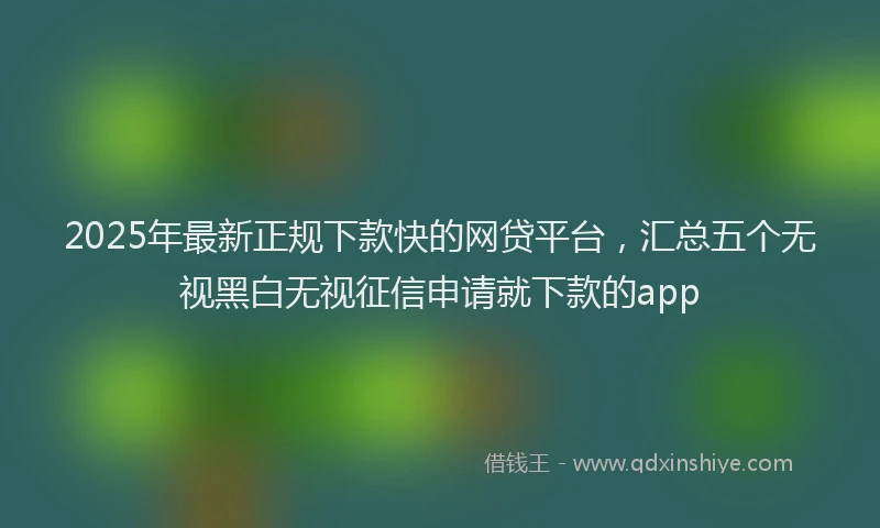 2025年最新正规下款快的网贷平台，汇总五个无视黑白无视征信申请就下款的app