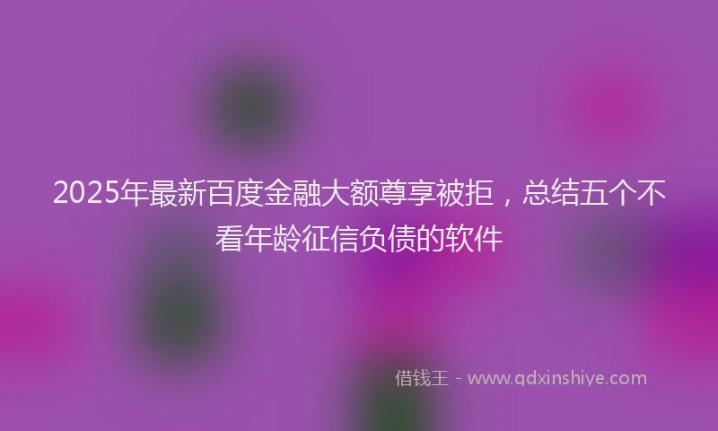 2025年最新百度金融大额尊享被拒，总结五个不看年龄征信负债的软件