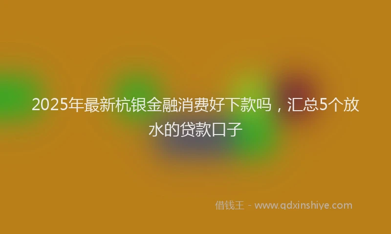 2025年最新杭银金融消费好下款吗，汇总5个放水的贷款口子