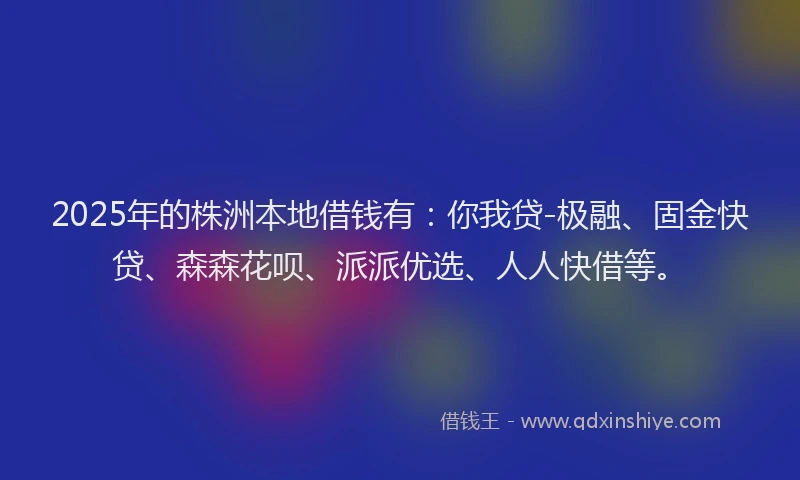 2025年的株洲本地借钱有：你我贷-极融、固金快贷、森森花呗、派派优选、人人快借等。