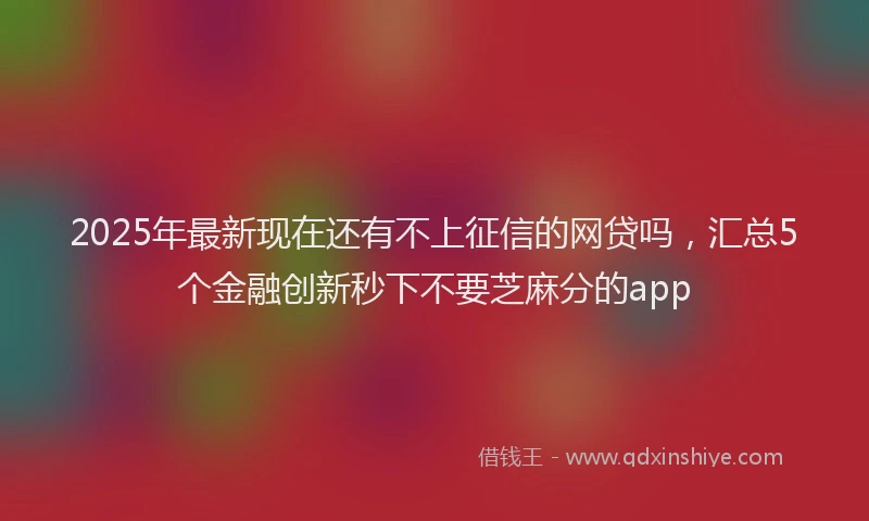 2025年最新现在还有不上征信的网贷吗，汇总5个金融创新秒下不要芝麻分的app