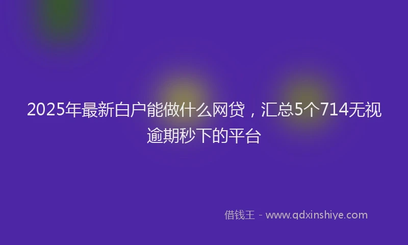 2025年最新白户能做什么网贷，汇总5个714无视逾期秒下的平台