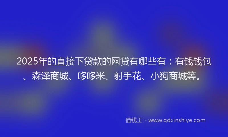 2025年的直接下贷款的网贷有哪些有：有钱钱包、森泽商城、哆哆米、射手花、小狗商城等。