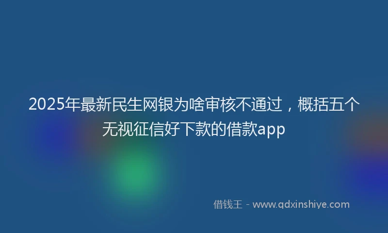 2025年最新民生网银为啥审核不通过，概括五个无视征信好下款的借款app