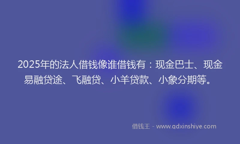 2025年的法人借钱像谁借钱有：现金巴士、现金易融贷途、飞融贷、小羊贷款、小象分期等。