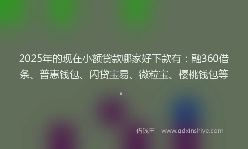2025年的现在小额贷款哪家好下款有：融360借条、普惠钱包、闪贷宝易、微粒宝、樱桃钱包等。