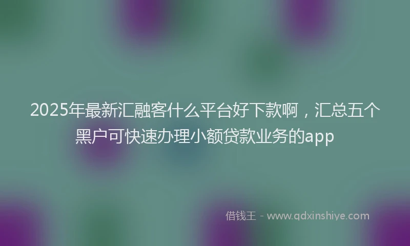 2025年最新汇融客什么平台好下款啊，汇总五个黑户可快速办理小额贷款业务的app