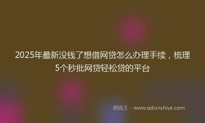 2025年最新没钱了想借网贷怎么办理手续，梳理5个秒批网贷轻松贷的平台