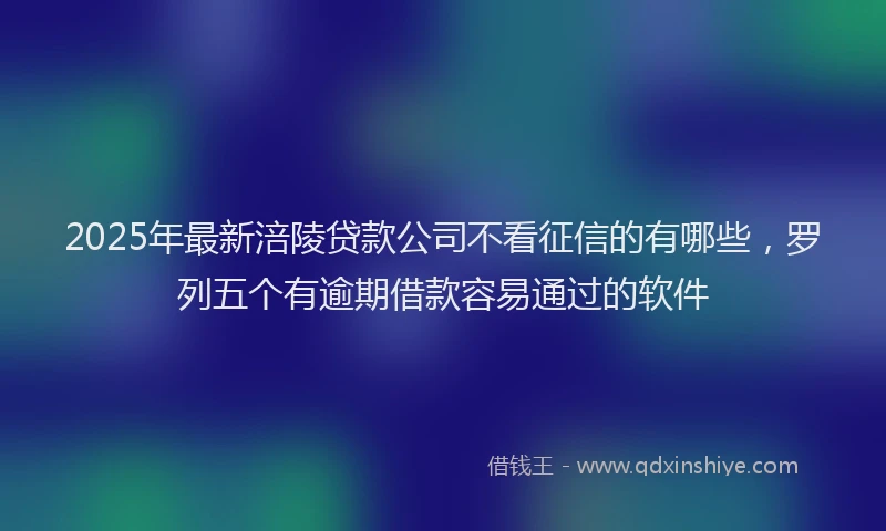2025年最新涪陵贷款公司不看征信的有哪些，罗列五个有逾期借款容易通过的软件