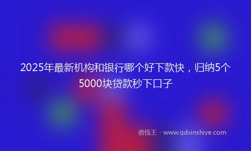 2025年最新机构和银行哪个好下款快，归纳5个5000块贷款秒下口子