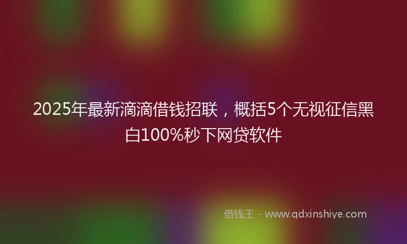2025年最新滴滴借钱招联，概括5个无视征信黑白100%秒下网贷软件