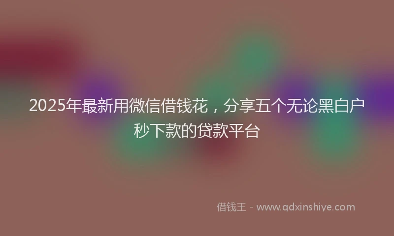 2025年最新用微信借钱花，分享五个无论黑白户秒下款的贷款平台
