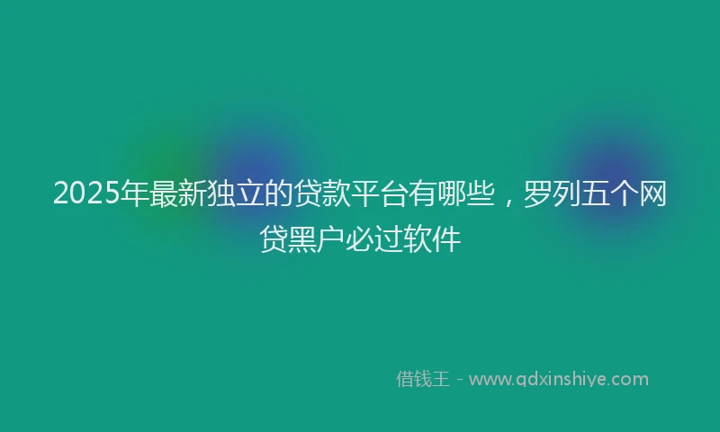 2025年最新独立的贷款平台有哪些，罗列五个网贷黑户必过软件