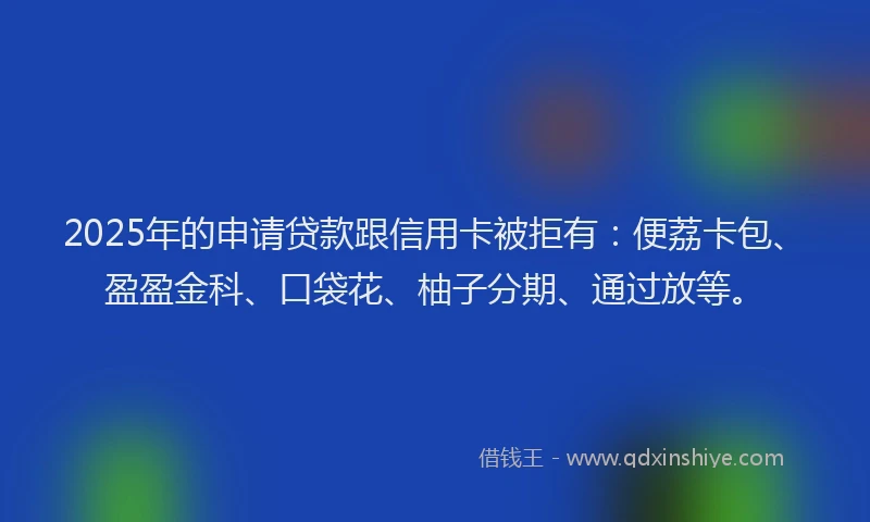 2025年的申请贷款跟信用卡被拒有：便荔卡包、盈盈金科、口袋花、柚子分期、通过放等。