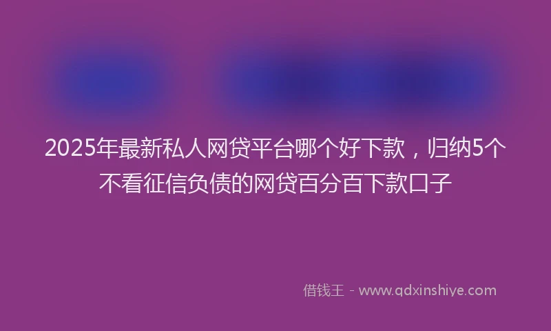 2025年最新私人网贷平台哪个好下款，归纳5个不看征信负债的网贷百分百下款口子