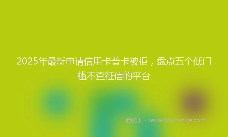 2025年最新申请信用卡普卡被拒，盘点五个低门槛不查征信的平台