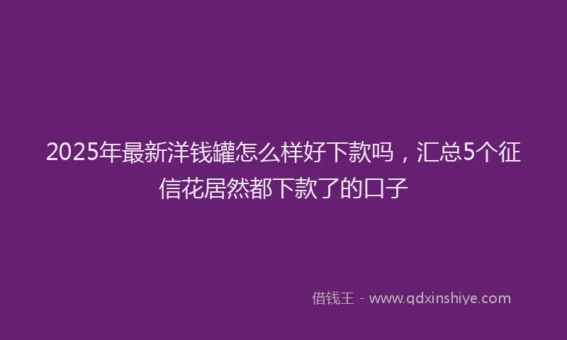 2025年最新洋钱罐怎么样好下款吗,汇总5个征信花居然都下款了的口子