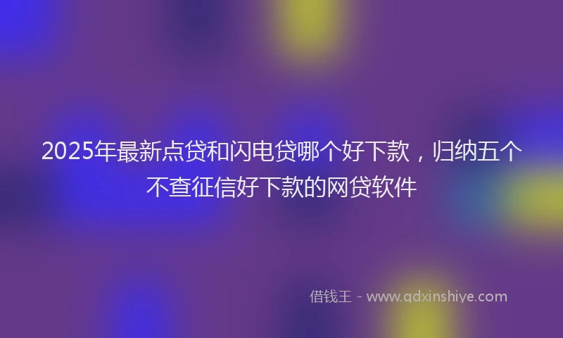 2025年最新点贷和闪电贷哪个好下款，归纳五个不查征信好下款的网贷软件