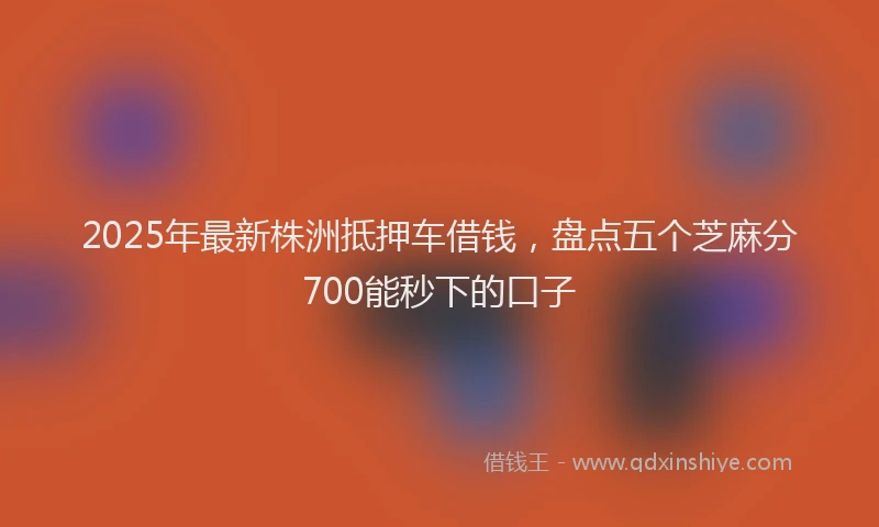 2025年最新株洲抵押车借钱，盘点五个芝麻分700能秒下的口子