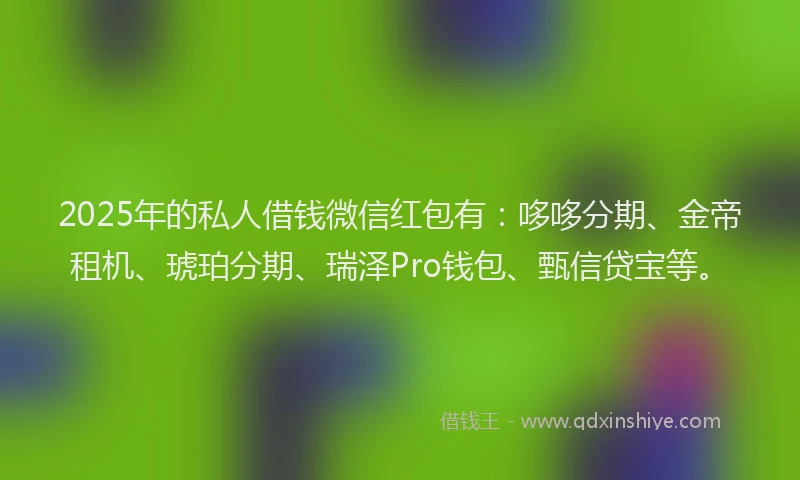 2025年的私人借钱微信红包有：哆哆分期、金帝租机、琥珀分期、瑞泽Pro钱包、甄信贷宝等。