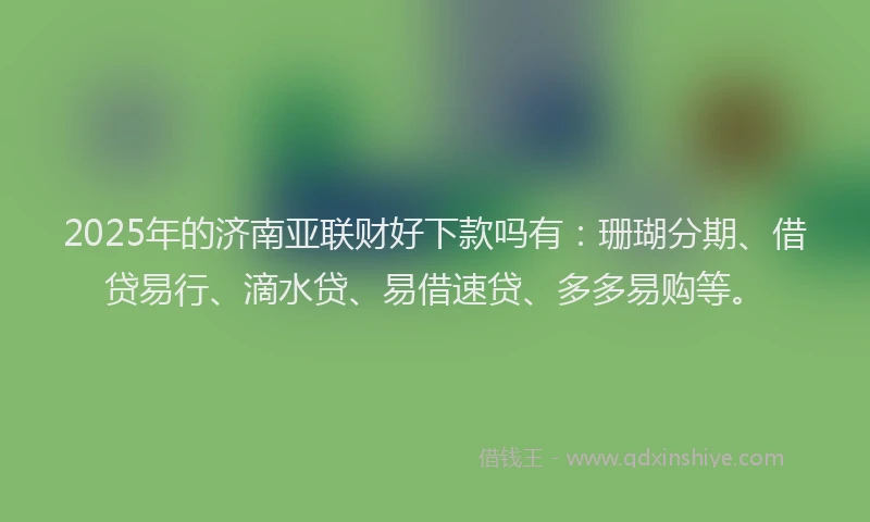 2025年的济南亚联财好下款吗有：珊瑚分期、借贷易行、滴水贷、易借速贷、多多易购等。