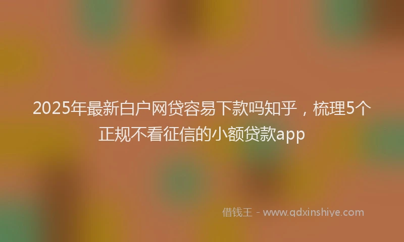 2025年最新白户网贷容易下款吗知乎，梳理5个正规不看征信的小额贷款app
