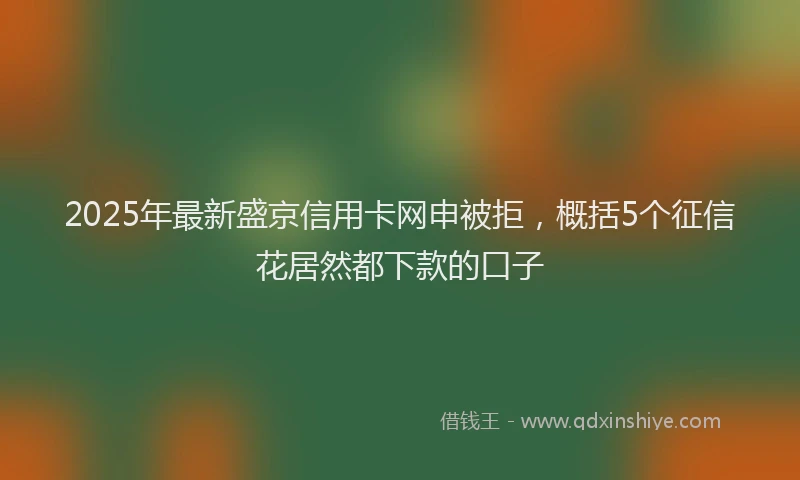 2025年最新盛京信用卡网申被拒，概括5个征信花居然都下款的口子
