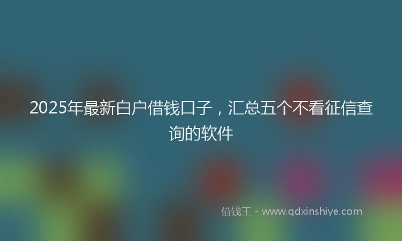 2025年最新白户借钱口子，汇总五个不看征信查询的软件