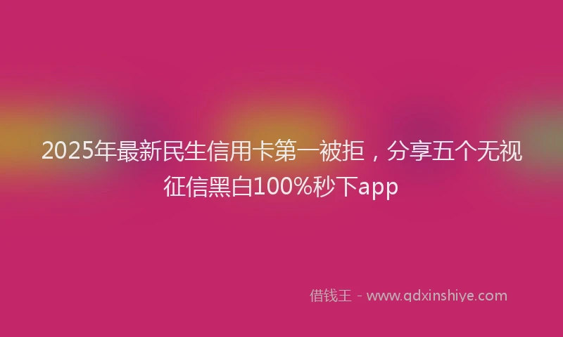 2025年最新民生信用卡第一被拒，分享五个无视征信黑白100%秒下app