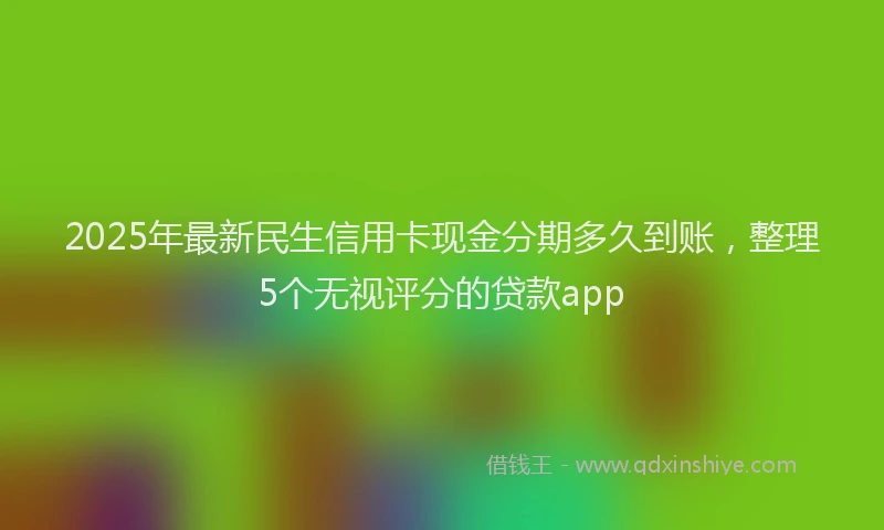 2025年最新民生信用卡现金分期多久到账，整理5个无视评分的贷款app
