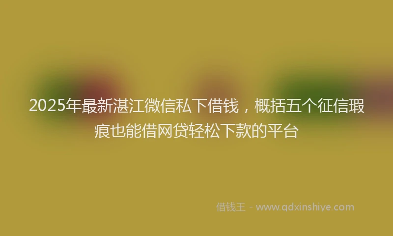2025年最新湛江微信私下借钱，概括五个征信瑕疵也能借网贷轻松下款的平台