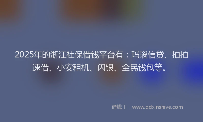 2025年的浙江社保借钱平台有：玛瑙信贷、拍拍速借、小安租机、闪银、全民钱包等。