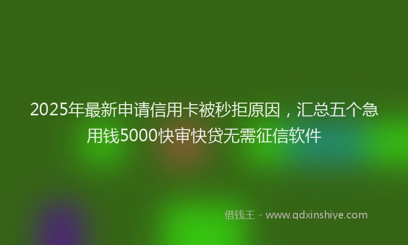 2025年最新申请信用卡被秒拒原因，汇总五个急用钱5000快审快贷无需征信软件