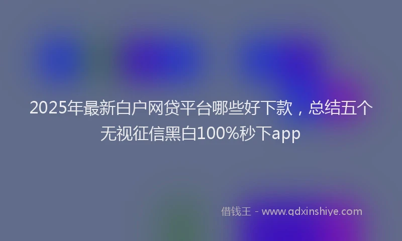 2025年最新白户网贷平台哪些好下款，总结五个无视征信黑白100%秒下app