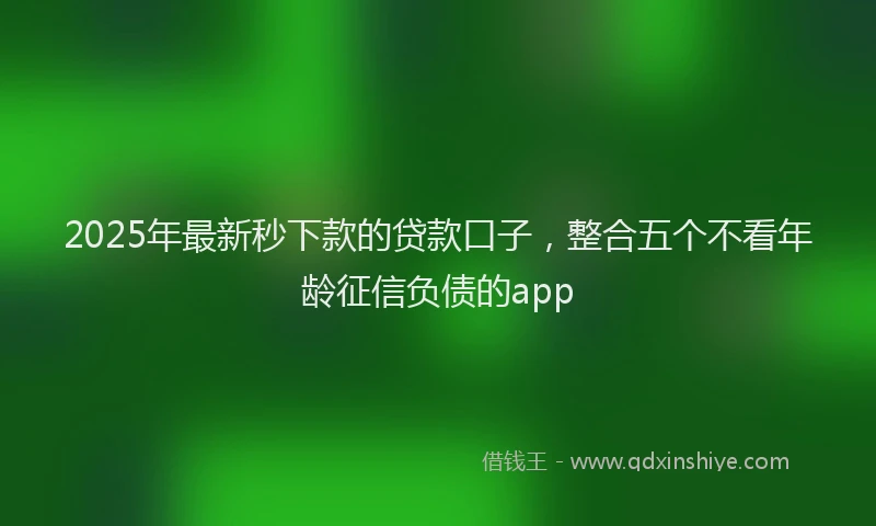 2025年最新秒下款的贷款口子，整合五个不看年龄征信负债的app
