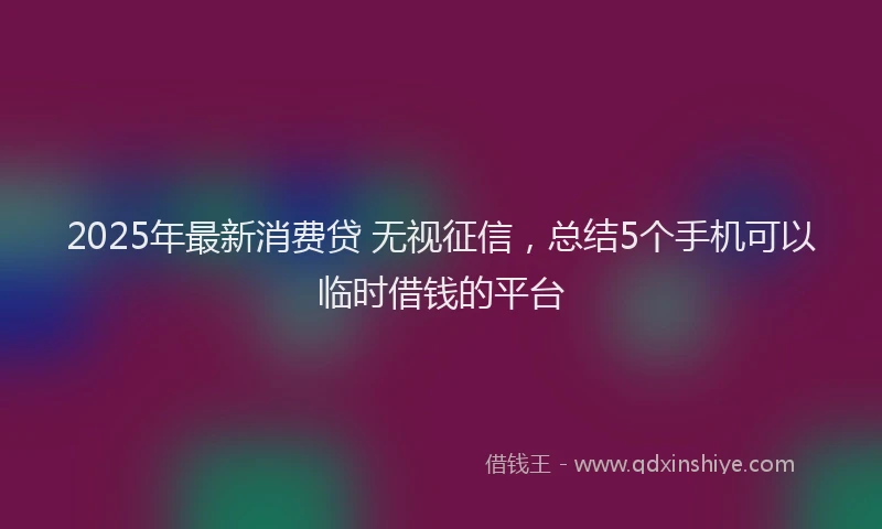 2025年最新消费贷 无视征信，总结5个手机可以临时借钱的平台