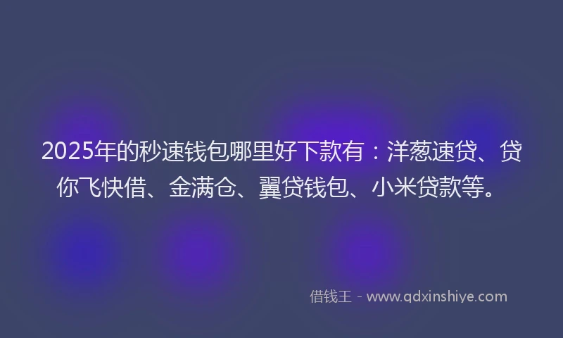 2025年的秒速钱包哪里好下款有：洋葱速贷、贷你飞快借、金满仓、翼贷钱包、小米贷款等。